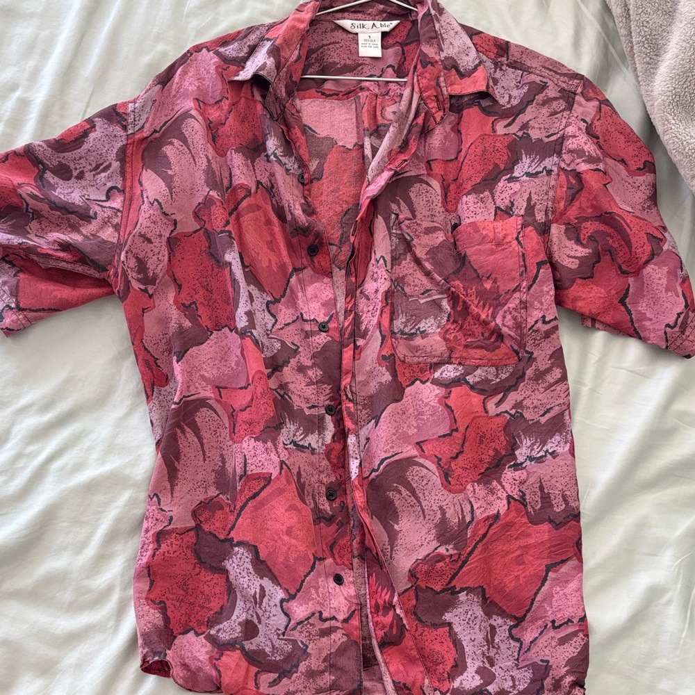 Pink and Purple Button-Up Shirt